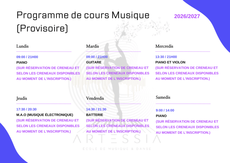 Planning Musique 26-27