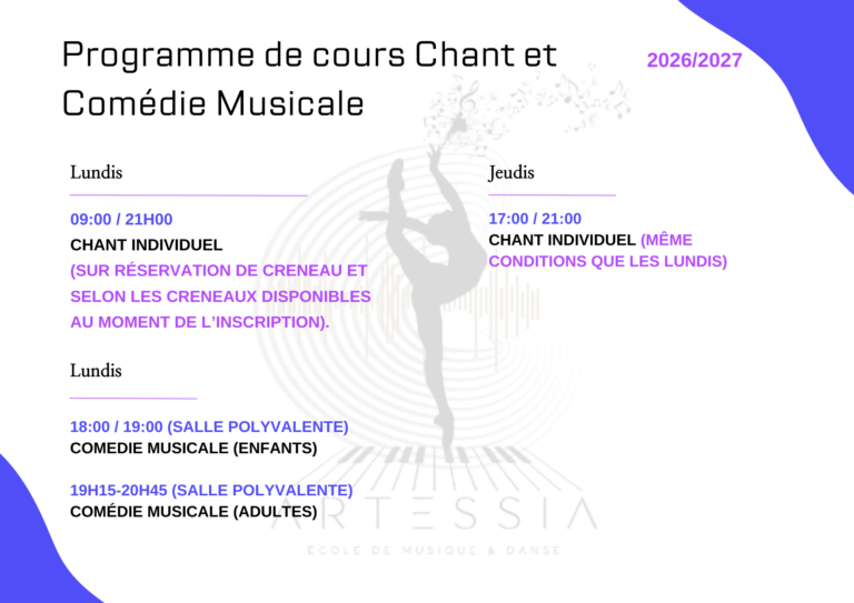 Planning Chant et Comédie Musicale 2627