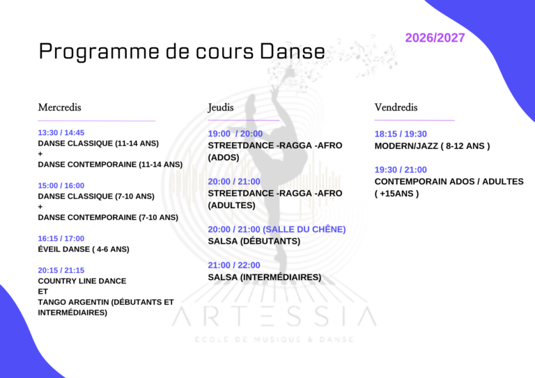 Planning Danse 2627